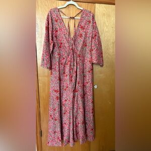 Roller Rabbit Zoila Rhody Floral cover up caftan dress size m-L